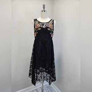 Free People Black Floral High Low Dress
